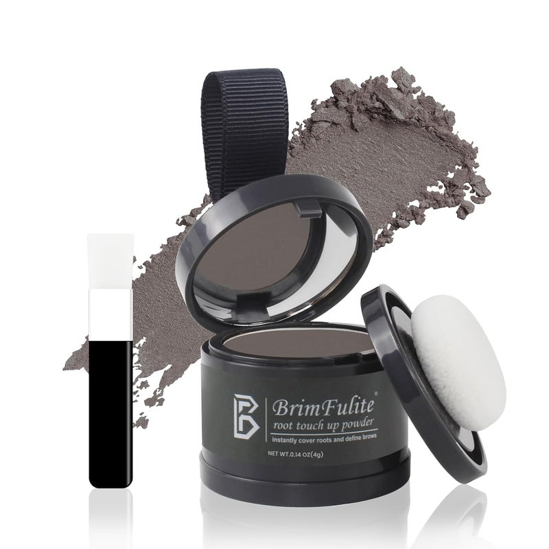 Hair Root Touch Up Powder, Quick Cover Gray Hairline Powder, Windproof & Sweatproof Root Cover Up for Women Men with Compact Puff and Mirror 0.14 Oz. (Gray, 0.14 Oz.)