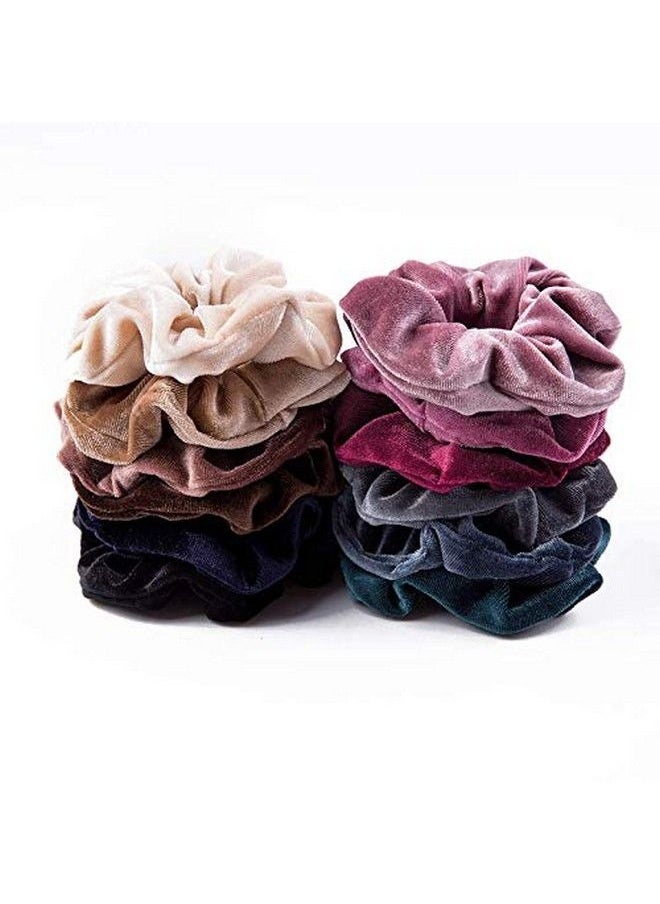 Fameza 12 Pack Velvet Hair Scrunchies Scrunchy Hair Ties Elastic Hair Bands Ropes Scrunchie For Women Or Girls Hair Accessories(12 Colors)  - Image 4