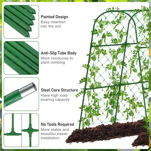 WLLEYAY Large Cucumber Trellis for Raised Bed, U-Shape Garden Trellis for Climbing Plants Outdoor,Adjustable Metal Arch Vegetables Trellis,Plant Support Garden Stakes for Vine (Green,49.2x49.2x23.6) - Image 5