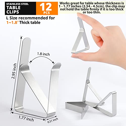 Clipra Tablecloth Clips [USA Based Brand] - 12 Pack Stainless Steel, Rust Proof Table Clips for Home, Restaurants, Picnic, Party, Dining Tables - Fits Up to 1.8 Inch Thick Tables - Image 2