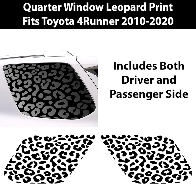 BOGAR TECH DESIGNS Precut Leopard Cheetah Rear Side Quarter Window Decal Stickers for Toyota 4Runner 2010-2021, Matte Black - Image 3