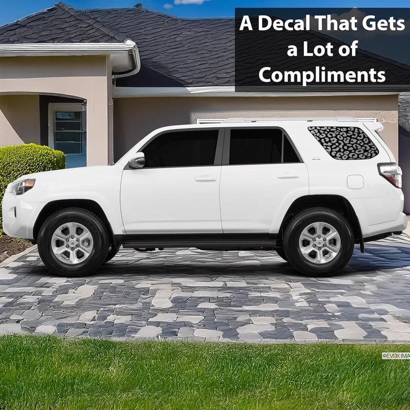 BOGAR TECH DESIGNS Precut Leopard Cheetah Rear Side Quarter Window Decal Stickers for Toyota 4Runner 2010-2021, Matte Black - Image 2