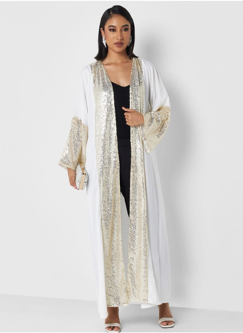 Khizana - Shimmer Hem Abaya With Sheila - Image 1