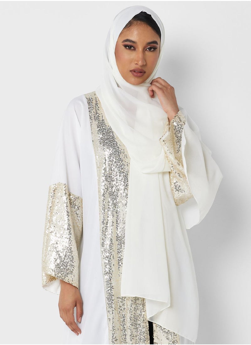 Khizana - Shimmer Hem Abaya With Sheila - Image 1