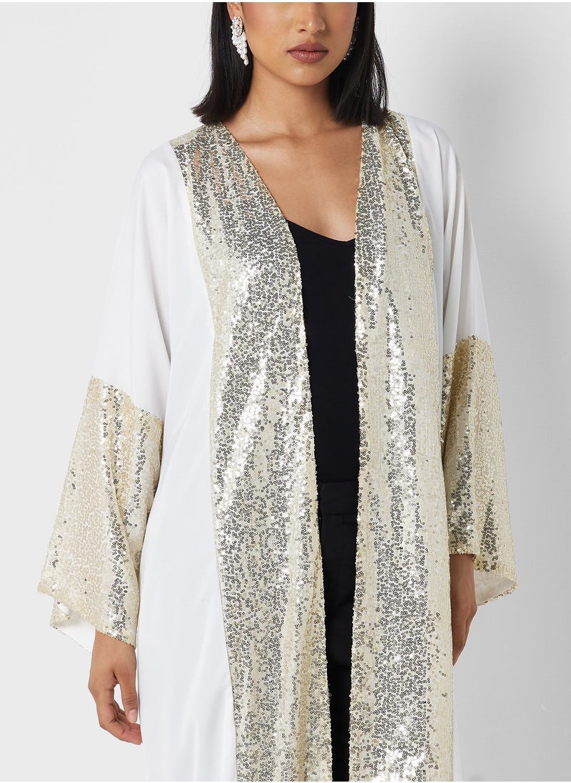 Khizana - Shimmer Hem Abaya With Sheila - Image 1