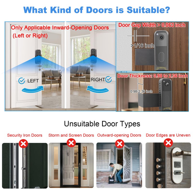 Homalor Anti Theft Blink Doorbell Mount - Blink Doorbell Camera Mount 2nd Gen No Drill - Metal Blink Front Door Bracket Door Bell Holder for Apartment - Image 3