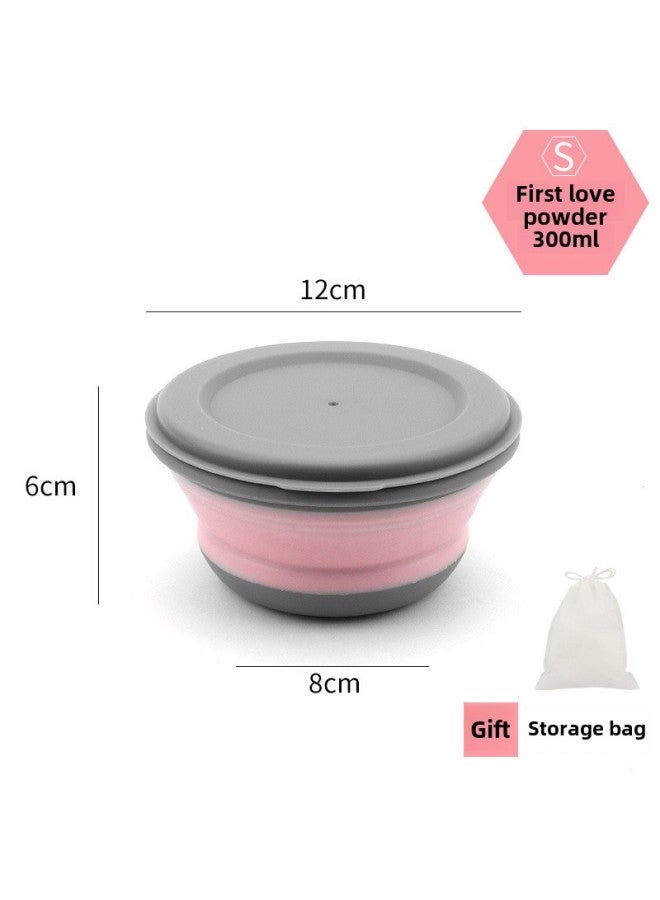 Folding Bowl Portable Retractable Outdoor Compression Travel Travel Wild Tableware Baby Picnic Anti-fall Lunch Box Wholesale-Specifications:Pink-small Bowl Comes With Storage Bag  - Image 1