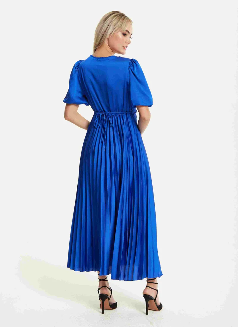 Liquorish فستان ميدي أزرق ملكي مطوي