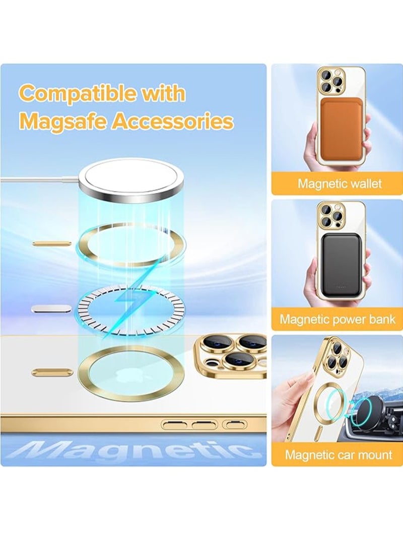 WRISTWISE Case Cover for iPhone 15 Pro with Camera Lens Protector [Compatible with MagSafe] Luxury Plating Edge Slim Soft TPU Cover Protective Phone Case for iPhone 15 Pro, Gold - Image 4