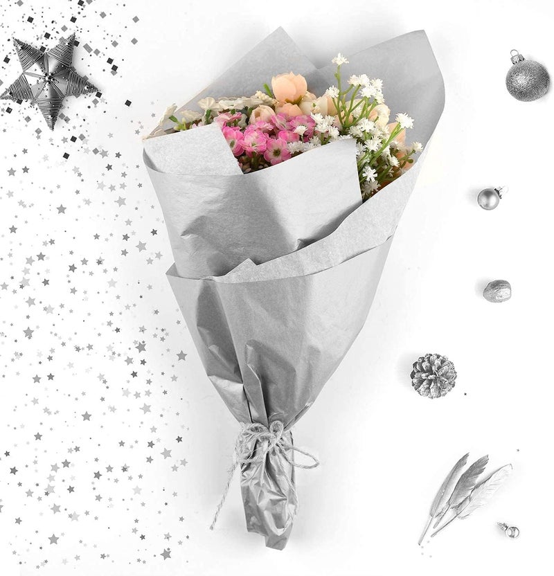 ريد دوت جيفت REDDOTGIFT® 25 ورقة من ورق المناديل لتغليف الهدايا DIY 50 * 70 سم… 17 جرام، خالٍ من الأحماض لمجموعة متنوعة من مشاريع الحرف والفنون والورق، تغليف التيشيرت (فضي معدني) - Image 3