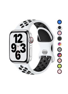 Silicone Sport Band for Apple Watch Ultra/Ultra 2 49mm 45mm 44mm 42mm, Waterproof Breathable Soft Silicone Sport Band for iWatch Ultra SE 8/7/6/5/4/3/ 2/1, from Tin Tech Black & white
