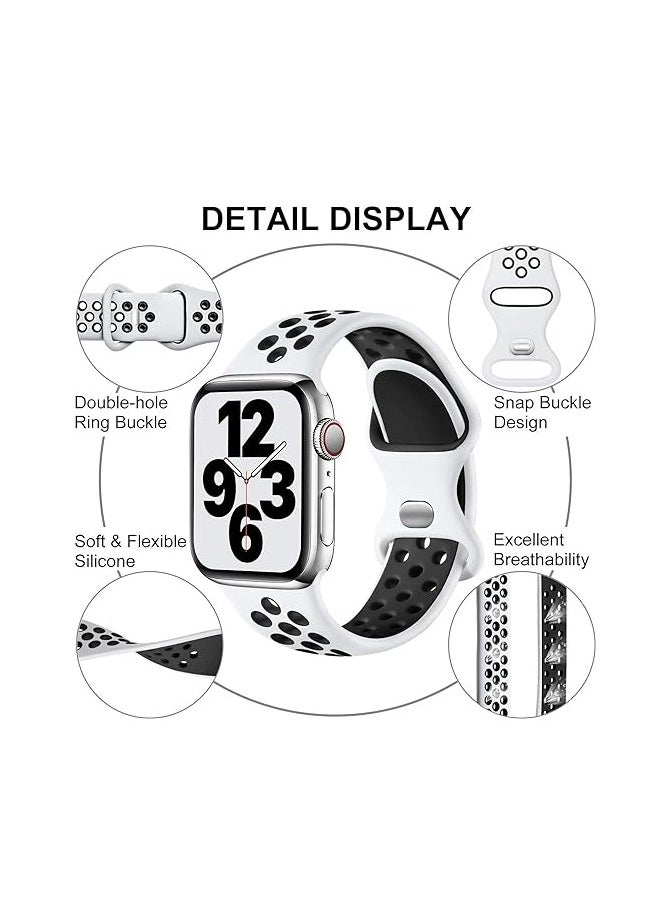 ten.tech - Silicone Sport Band for Apple Watch Ultra/Ultra 2 49mm 45mm 44mm 42mm, Waterproof Breathable Soft Silicone Sport Band for iWatch Ultra SE 8/7/6/5/4/3/ 2/1, from Tin Tech Black & white - Image 1