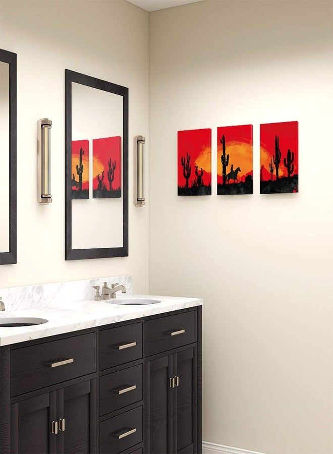 SUMGAR Red Wall Art Western Wall Decor Prints for Bedroom Bathroom, Cowboy Desert Cactus Sunset Pictures Southwest Canvas Paintings for office living room,12x16 inch - Image 4