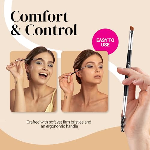 Keshima Angled Eyeliner Brush Duo by KESHIMA Extra Fine Precision Eye Liner Brush Spoolie DualEnded Tool for Liner Application Eyebrow Grooming Shaping Blending Powders Gels Liquids - Image 3