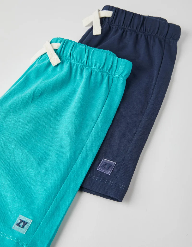 زيبي 2 Jersey Shorts for Boys, Aqua Green/Dark Blue