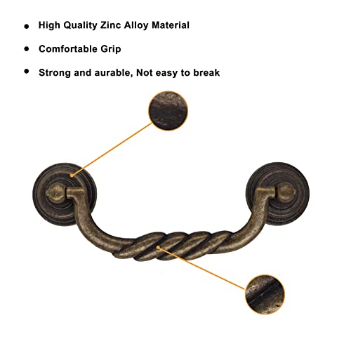 binifiMux 2-Pack 4.25" Vintage Cabinet Pulls Bronze Tone for Doors Cupboard Chest Drawer - Image 3