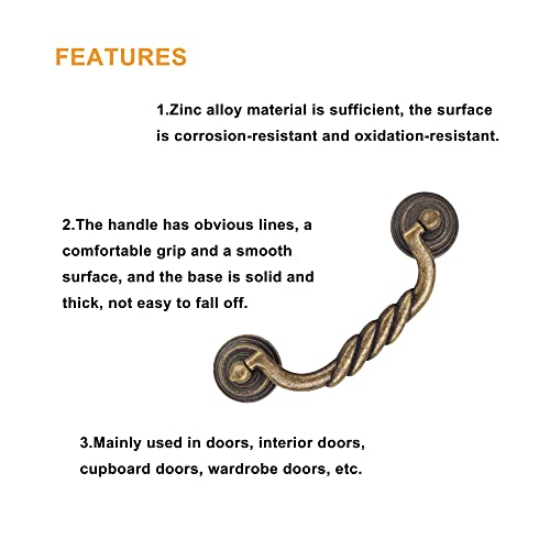 binifiMux 2-Pack 4.25" Vintage Cabinet Pulls Bronze Tone for Doors Cupboard Chest Drawer - Image 4