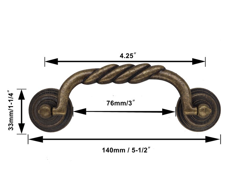 binifiMux 2-Pack 4.25" Vintage Cabinet Pulls Bronze Tone for Doors Cupboard Chest Drawer - Image 2
