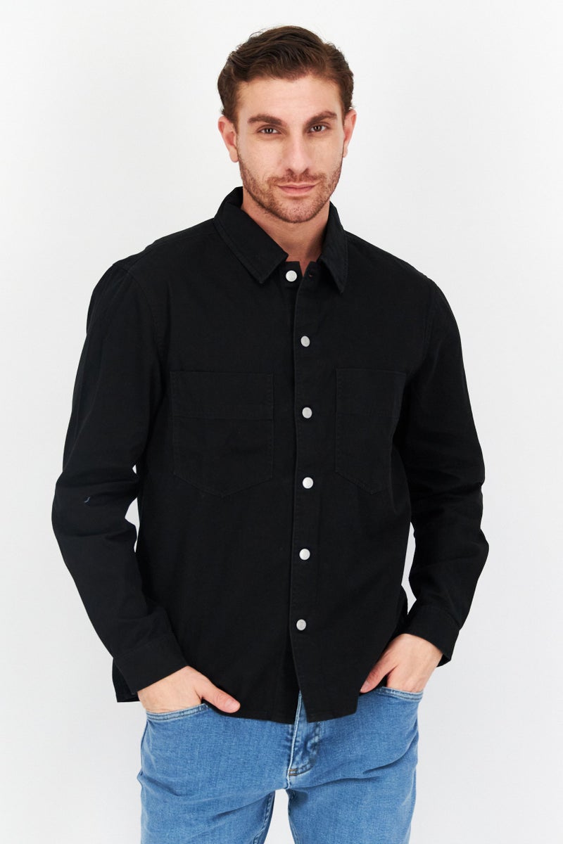 ESPRIT Esprit x Rest and Recreation Men Textured Long Sleeve Jacket Shirt, Black - Image 1
