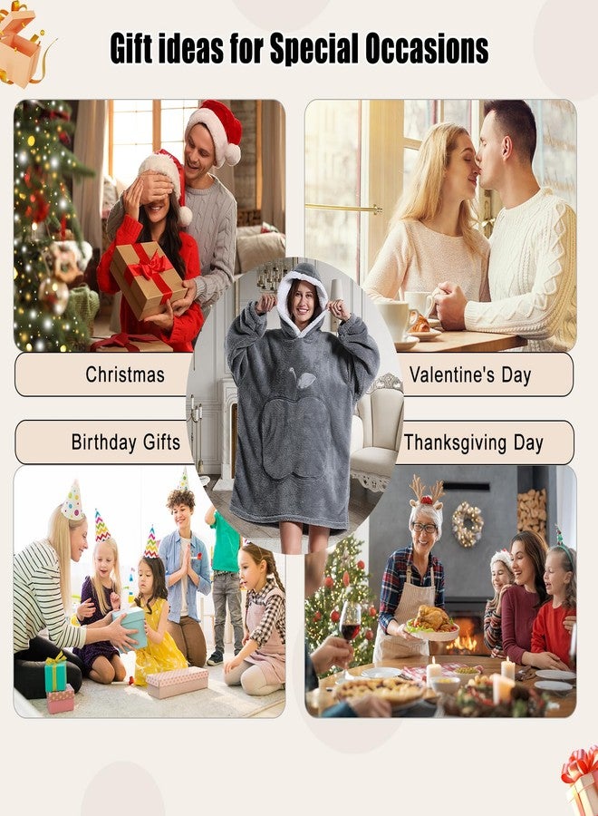 GoodtoU Wearable Blanket Hoodie For Women and Men - Oversized Hooded Blanket for Adults Fluffy Plush Blanket Sweatshirt Warm Cozy Gifts For Mom Light Grey - Image 5