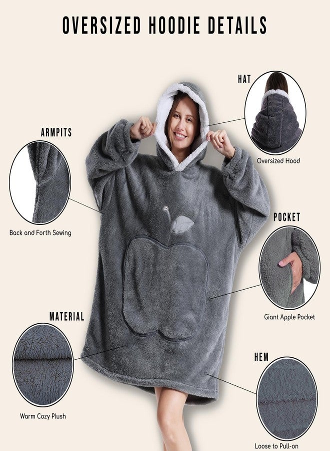 GoodtoU Wearable Blanket Hoodie For Women and Men - Oversized Hooded Blanket for Adults Fluffy Plush Blanket Sweatshirt Warm Cozy Gifts For Mom Light Grey - Image 3