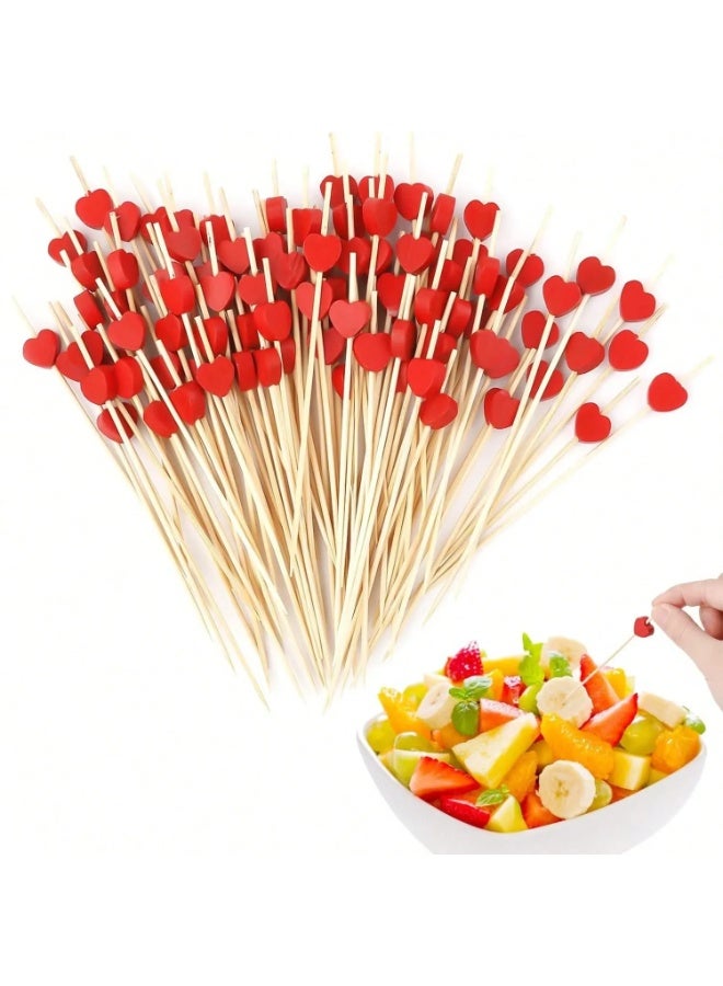 Valentine’s Day Decoration Wooden Food Picks – Set of 25 Wooden Sticks with Red Heart Design for Decorating Fruits, Desserts, and Appetizers, Perfect for Valentine’s Day Parties, Romantic Dinners, and Anniversary Celebrations - Image 1
