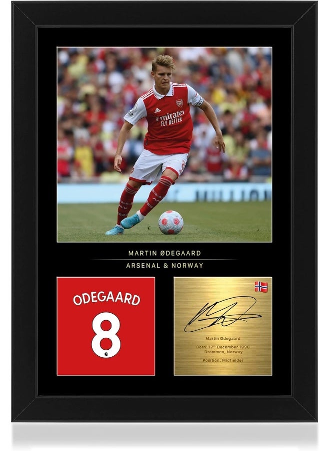 Win FC Martin Ødegaard Signed A4 Framed Photo Display - Reproduced Digital Signature - Gift For Arsenal Fans - Image 1