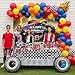 kozee Monster Truck Birthday Decorations include Red Blue Yellow Balloons Ribbon Arch Cake Paper Card Toppers Tablecloth Backdrop Truck Birthday Decor for Boys Racing Party Decoration Supplies - Image 4