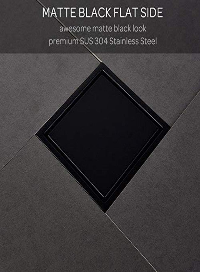 Orhemus 6 Inch Square Design Tile-in Shower Drain with Adjustable Shower Drain Base Flange, SUS 304 Stainless Steel Floor Drain with Tile Insert Grate Removable Cover, Matte Black - Image 3