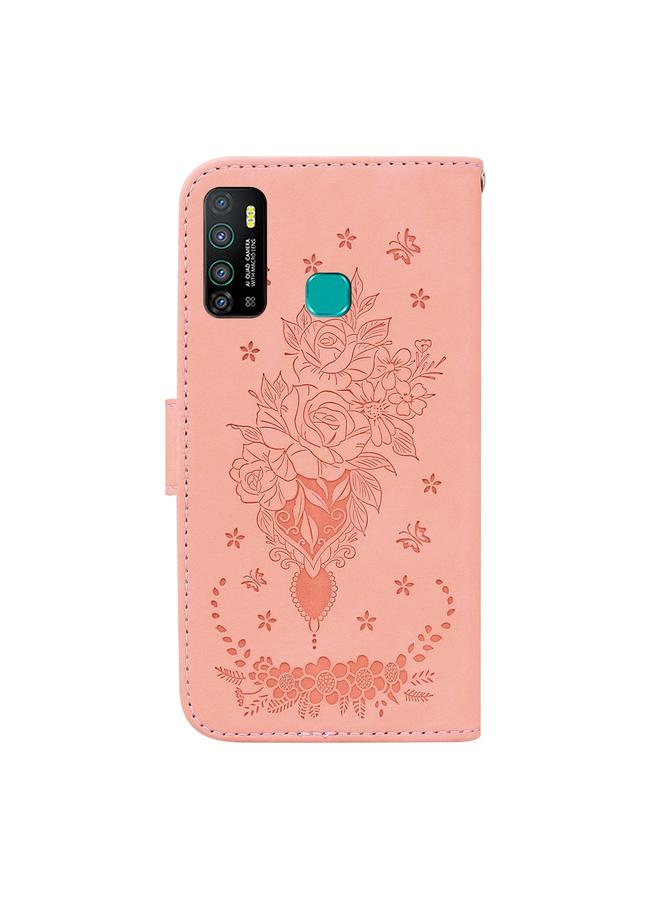 اس-توب جراب لهاتف Infinix Hot 9 X655C / Note 7 Lite، جراب جلدي منقوش بنقشة فراشة وردية - Image 3