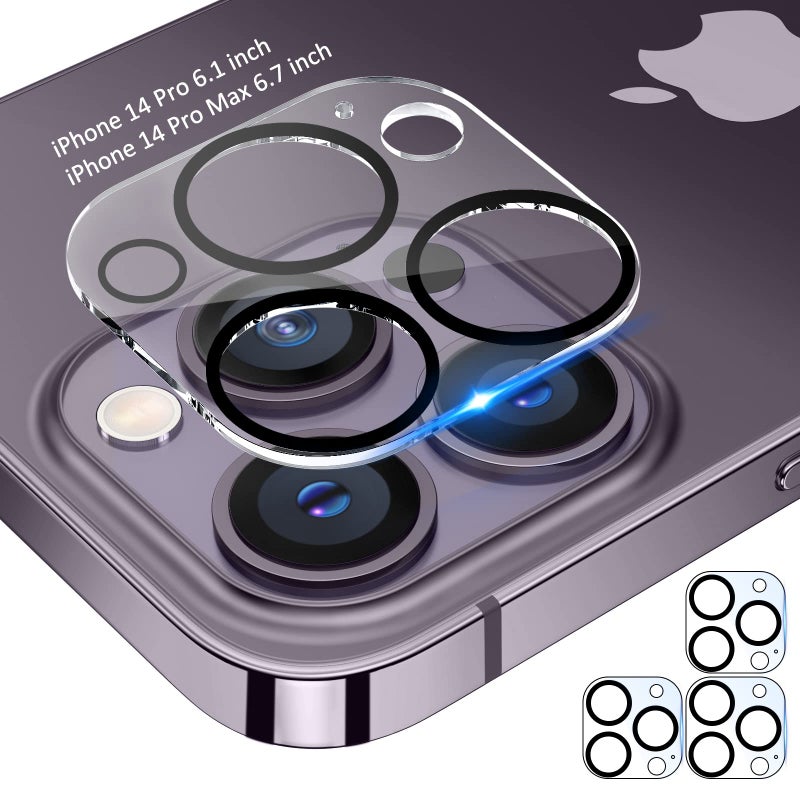 Tensea [3Pcs] for iPhone 14 Pro / 14 Pro Max Camera Screen Protector, Tempered Glass Film Camera Cover Lens Protector, Full Edge to Edge, HD Clear, Case Friendly for iPhone 14Pro 6.1"/ 14 ProMax 6.7" - Image 1