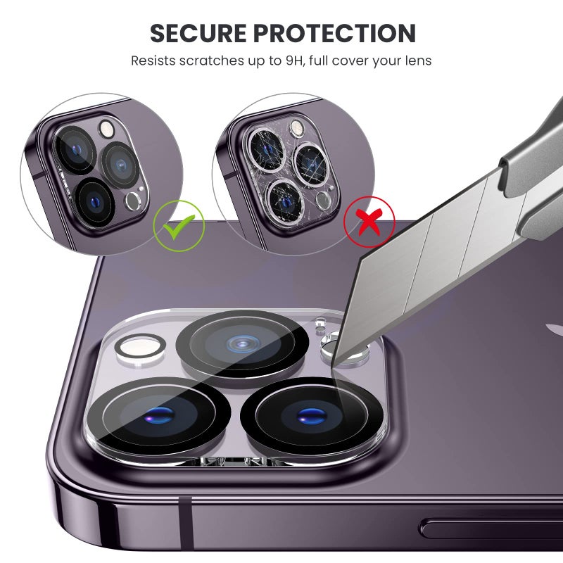 Tensea [3Pcs] for iPhone 14 Pro / 14 Pro Max Camera Screen Protector, Tempered Glass Film Camera Cover Lens Protector, Full Edge to Edge, HD Clear, Case Friendly for iPhone 14Pro 6.1"/ 14 ProMax 6.7" - Image 3