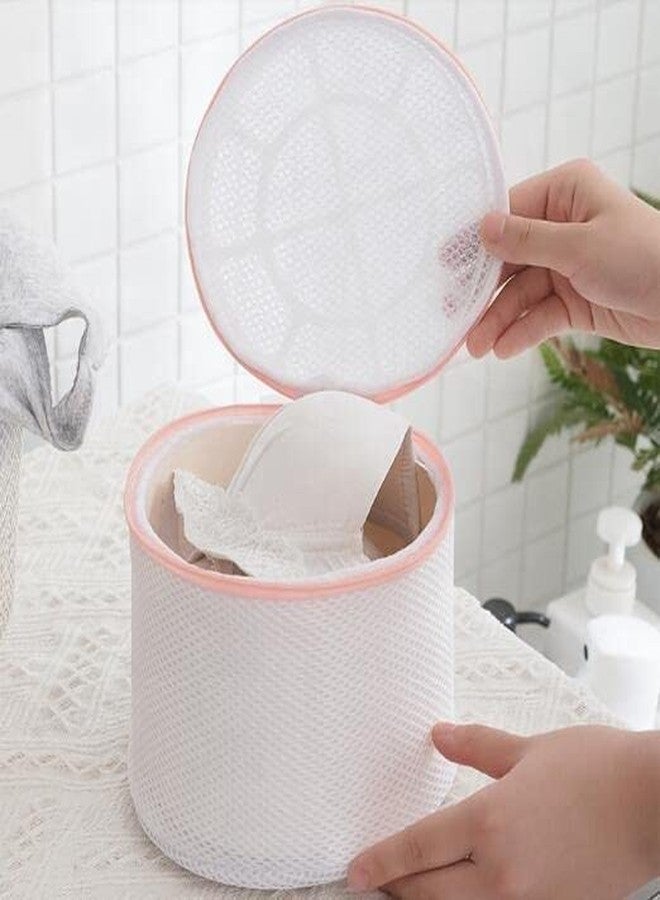 Becharaji Round cloth washing Laundray bag washing net bag Pouch Mesh Laundry Bag with rust free zipper for Washing bra, socks and underwear (Peach) - Image 2