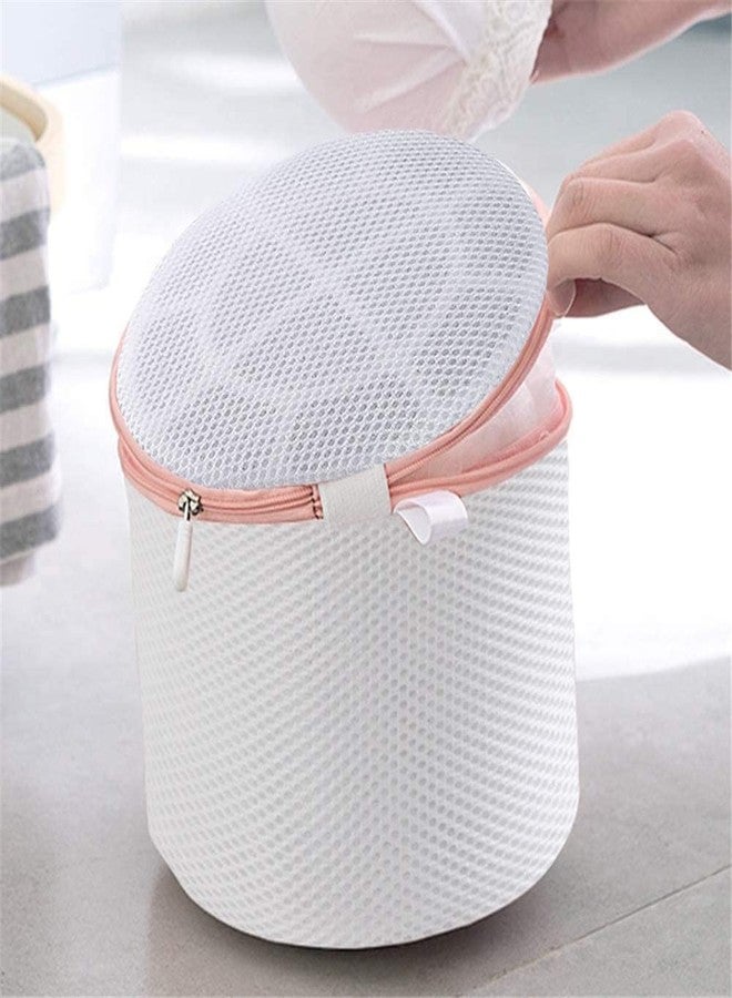 Becharaji Round cloth washing Laundray bag washing net bag Pouch Mesh Laundry Bag with rust free zipper for Washing bra, socks and underwear (Peach) - Image 1