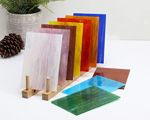 Lanyani Semi-Translucent Stained Glass Sheets Pack, Variety Mixed Color Cathedral Glass for Mosaic Glass Work, 10 Sheets - Image 5
