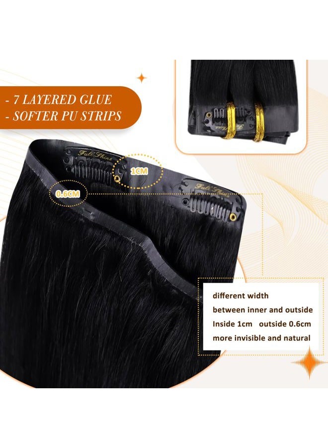 Full Shine إضافات شعر حقيقية قابلة للتثبيت بشريط أسود 8 قطع 12 بوصة 95 جرام - Image 4