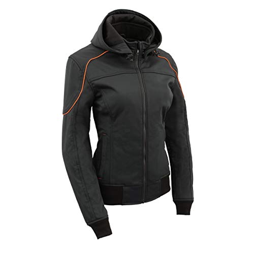 Milwaukee Leather MPL2764 Women's Black Soft Shell Armored Motorcycle Racing Style Jacket with Hoodie - X-Small - Image 1