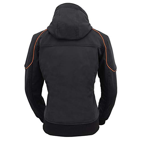 Milwaukee Leather MPL2764 Women's Black Soft Shell Armored Motorcycle Racing Style Jacket with Hoodie - X-Small - Image 2