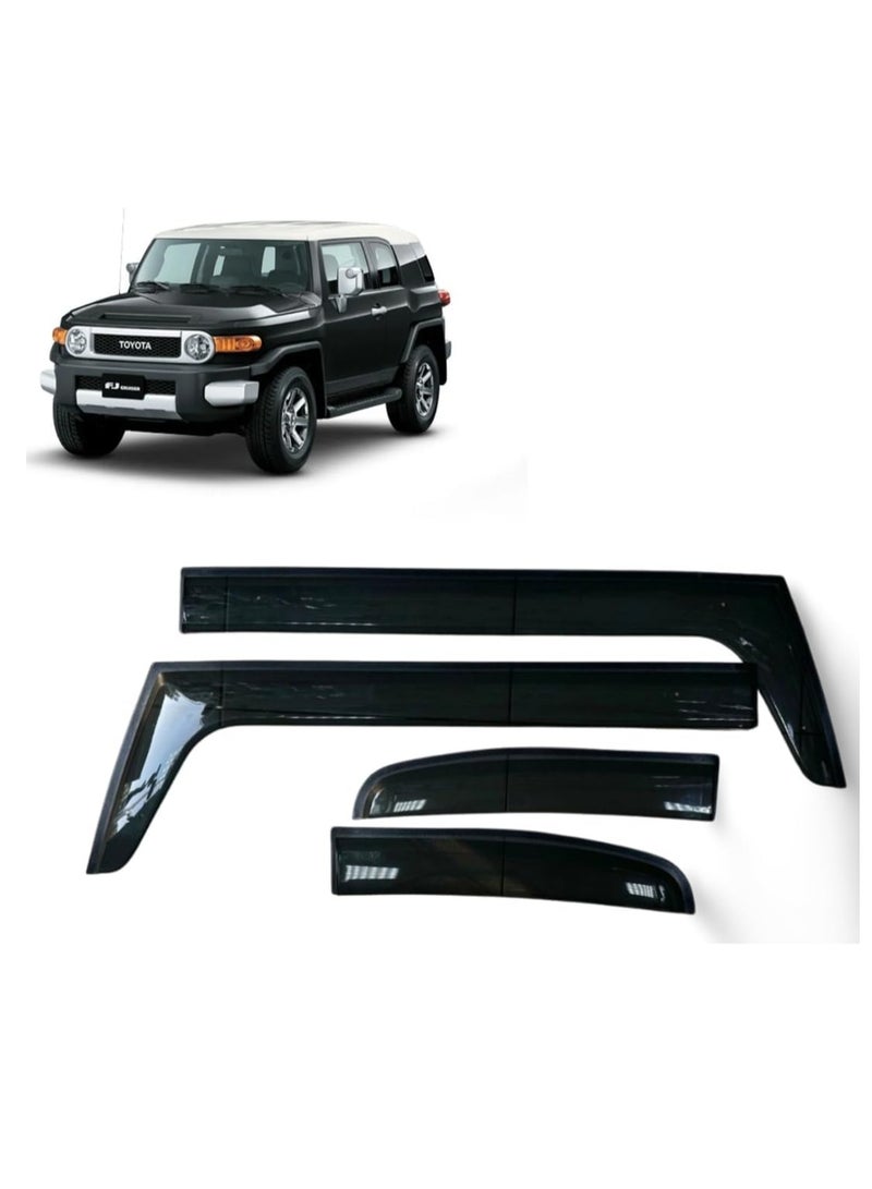 Toyota FJ Cruiser Window Visor Vent Shades, 4-Piece Set, Hard Plastic with Locks & Clips Sun & Rain Deflectors for 2007-2024 Models - Image 1