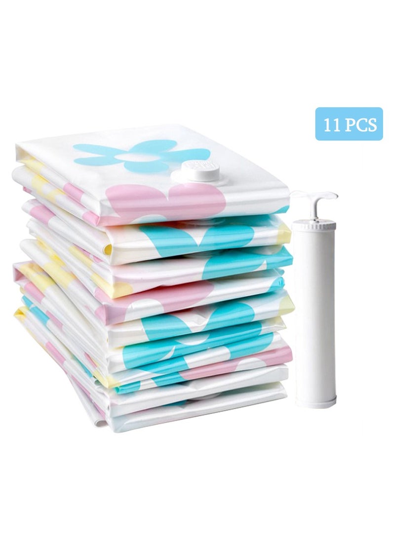 DubaiGallery 11Pcs Set STORAGE Travel Pink Vacuum Bags for Clothes Vaccum Pump Space Saving Compressed Bag Luggage Suitcase Organizer - Image 2
