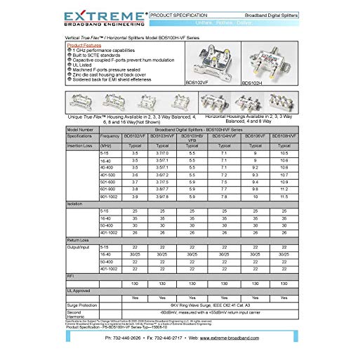 Extreme Networks موزع كابل كواكس أفقي عالي الأداء 1GHz 8 طرق متوازن HD EXTREME - BDS108H - Image 4