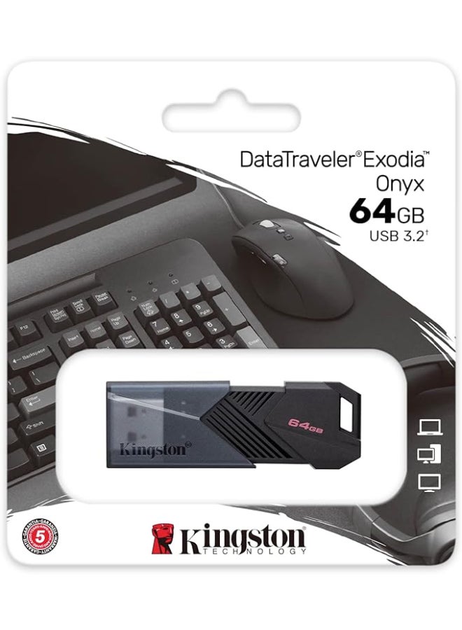 كينغستون 64 جيجابايت محمول USB 3.2 Gen 1 FlashDrive DataTraveler Exodia Onyx
