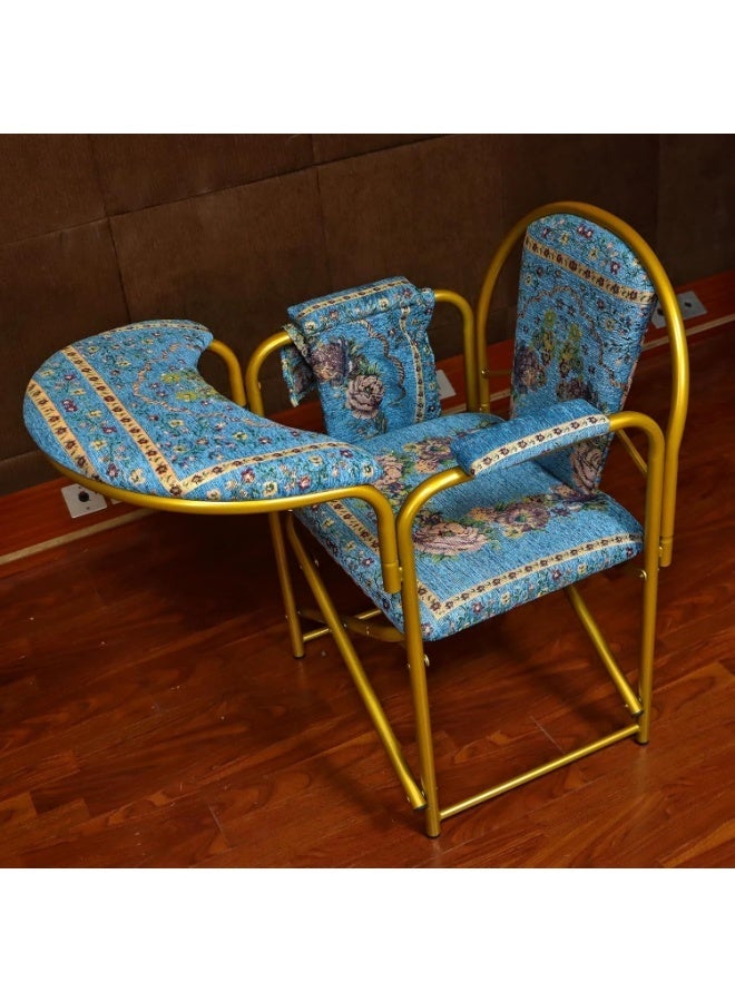 سندس كرسي صلاة إسلامي مع مسند للركبة – كرسي صلاة إسلامي قابل للطي مع دعم للظهر ومقعد مبطن – فيروزي - Image 2