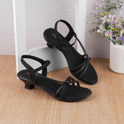 Metro Women Black Embellished Casual Kitten Heel Sandals UK/3 EU/36 (33-843) - Image 2