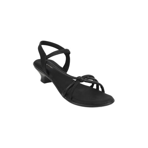 Metro Women Black Embellished Casual Kitten Heel Sandals UK/3 EU/36 (33-843) - Image 3