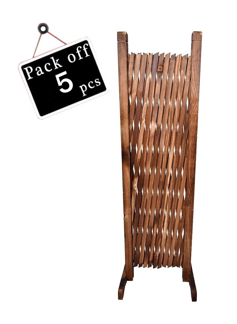 Generic FFD Wooden Fence Portable Expanding Wicker Home Garden Outdoor Decoration Freestanding Wood Expandable Climbing Bed Edging Panels Partition Wall Landscaping Lawn Fencing Trellis Instant Fence 5Pcs  - Image 2