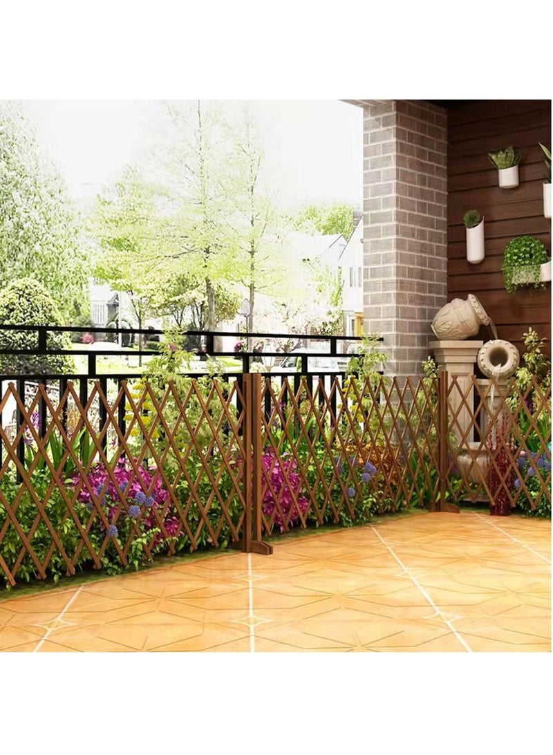 Generic FFD Wooden Fence Portable Expanding Wicker Home Garden Outdoor Decoration Freestanding Wood Expandable Climbing Bed Edging Panels Partition Wall Landscaping Lawn Fencing Trellis Instant Fence 5Pcs  - Image 3