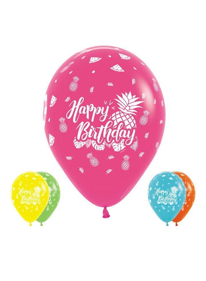 Sempertex 12-Piece All Over Happy Birthday Tropical Round Latex Balloon 12inch - Image 1