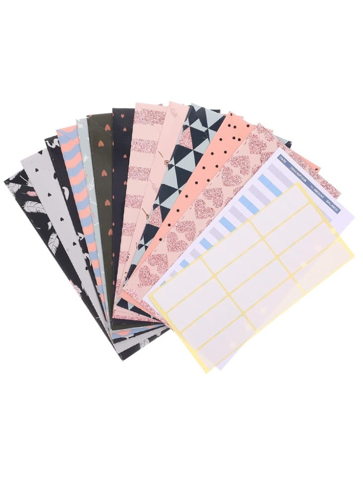 Generic 12-Piece Budget Envelope Set Blue White Pink Durable Organizers for Cash Receipts Ideal for Home Travel and Students  - Image 1