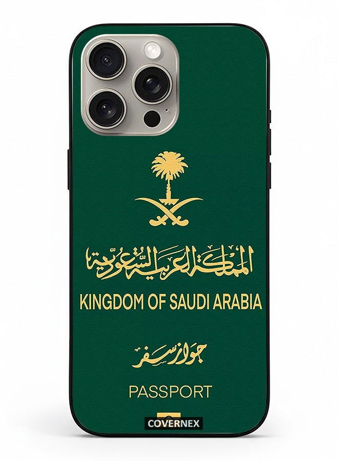 Covernex Apple iPhone 15 Pro Max Protective Case Cover Printed Featuring Saudi Arabia Passport Inspired Design - Image 2
